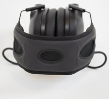 Load image into Gallery viewer, AKT1 Sport Electronic Earmuff, hearing protection for shooting sports, baseball hat headband, hand-sewn mesh headband, air-flow, cool technology, adjustable for large and small heads, fits men and women great, safety, impact and passive noise blocking
